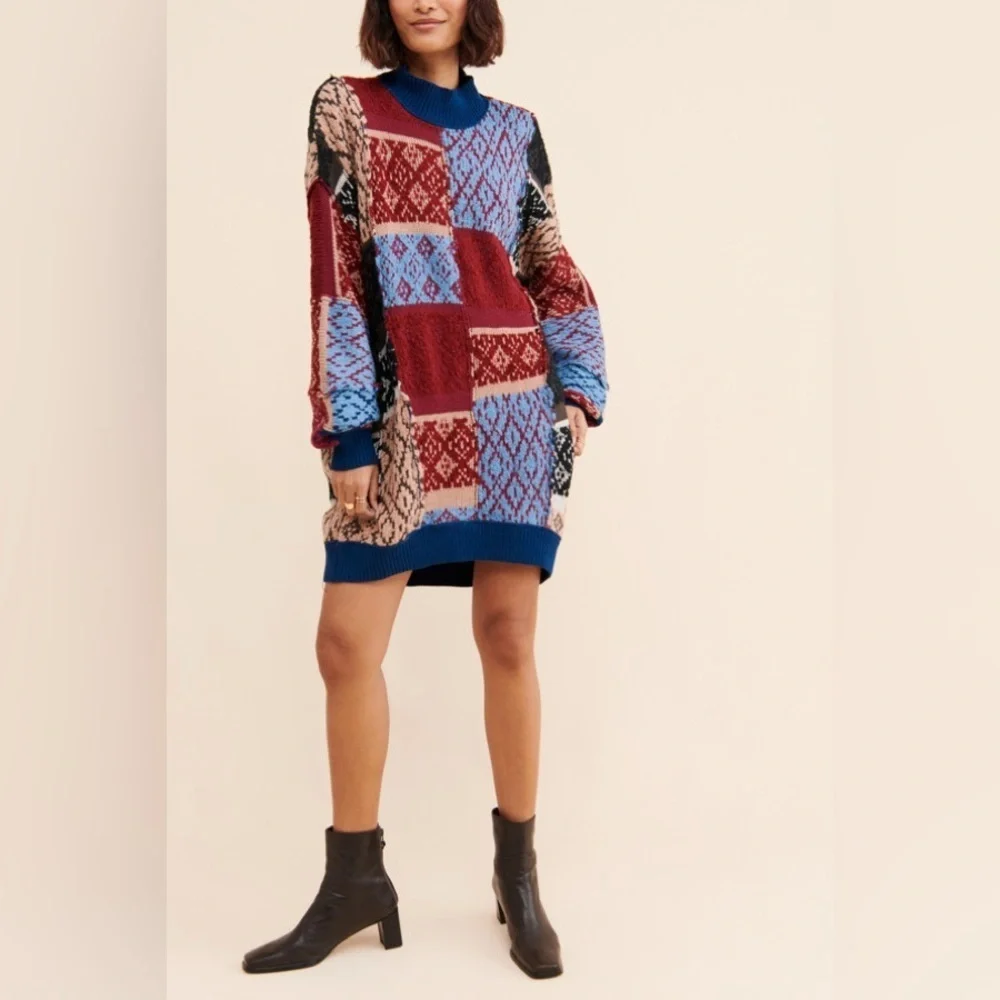 Free people Patched Argyle Mini Dress